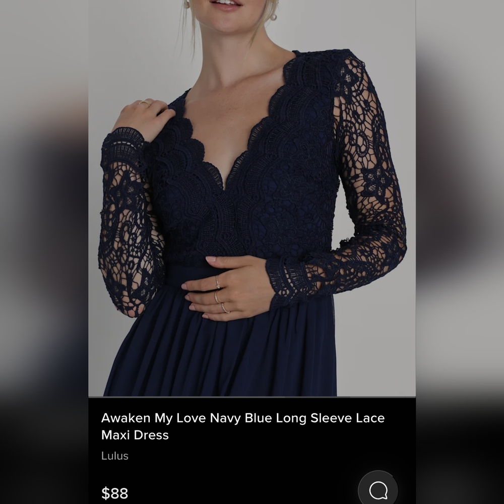 Lulu's Navy Blue Lace Long Sleeve Maxi Dress
